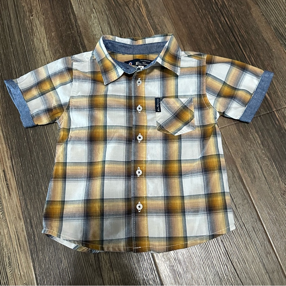 Ben Sherman plaid short sleeve button up shirt toddler boys 2T